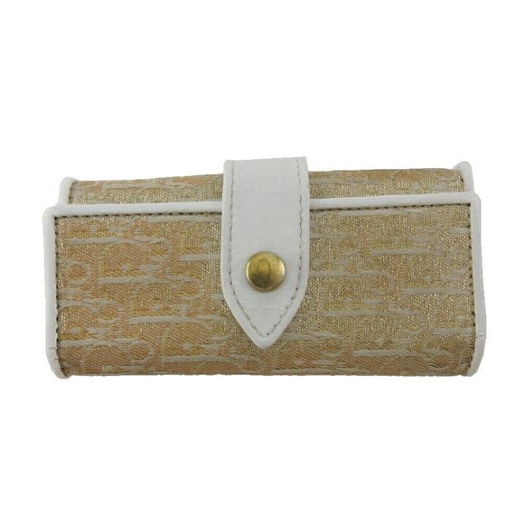 DIOR Key Case Trotter Beige White Canvas x Leather Authentic USED - Picture 1 of 10